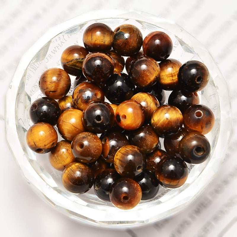 NCB 200PCS 8mm Natural Yellow Tiger's Eye Gemstone Round Spacer Loose Beads for Jewelry Making with Crystal Stretch Cord (Yellow Tiger's Eye, 8mm 200Beads) - Image 2